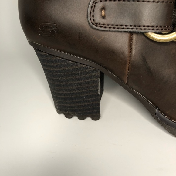 Skechers Leather Upper Chunky Lug Sole Mid Calf Brown Boot Size 10 - Picture 12 of 13